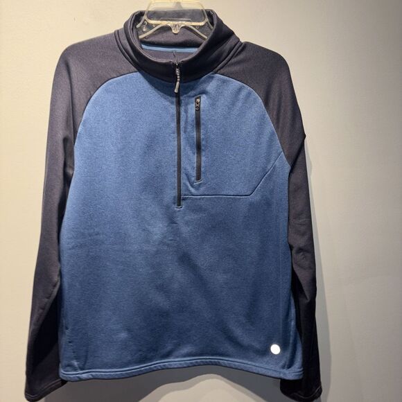 L.L.Bean Men's‎ Mountain Fleece Half-Zip, Blue Colorblock SzL Reg Outdoorsman - Picture 1 of 5